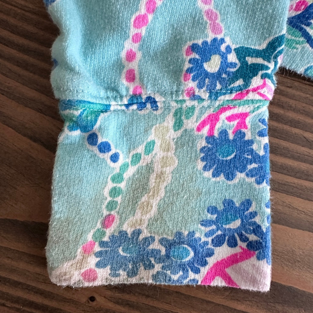 Lilly Pulitzer Alex Pullover Womens XXS Blue Pink Floral Cropped Sweatshirt - Picture 7 of 9